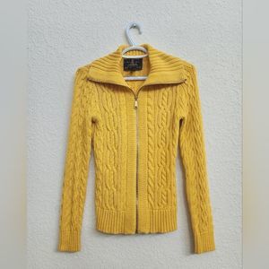 Lauren Ralph Lauren Yellow Cable Knit Zip up Cardigan
